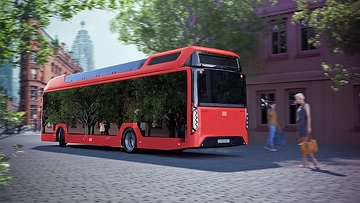 DB bestellt für ihre Bussparte DB Regio Bus erstmals eine größere Zahl Wasserstoffbusse beim portugiesischem Hersteller Caetanobus • Computergeneriertes Bild