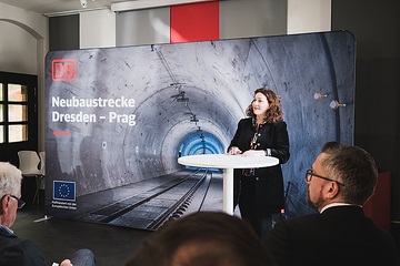 Neubaustrecke Dresden–Prag: Region unterstützt Tunnel durch das Erzgebirge. Ingrid Felipe, Vorständin Infrastrukturplanung und -projekte DB InfraGO;